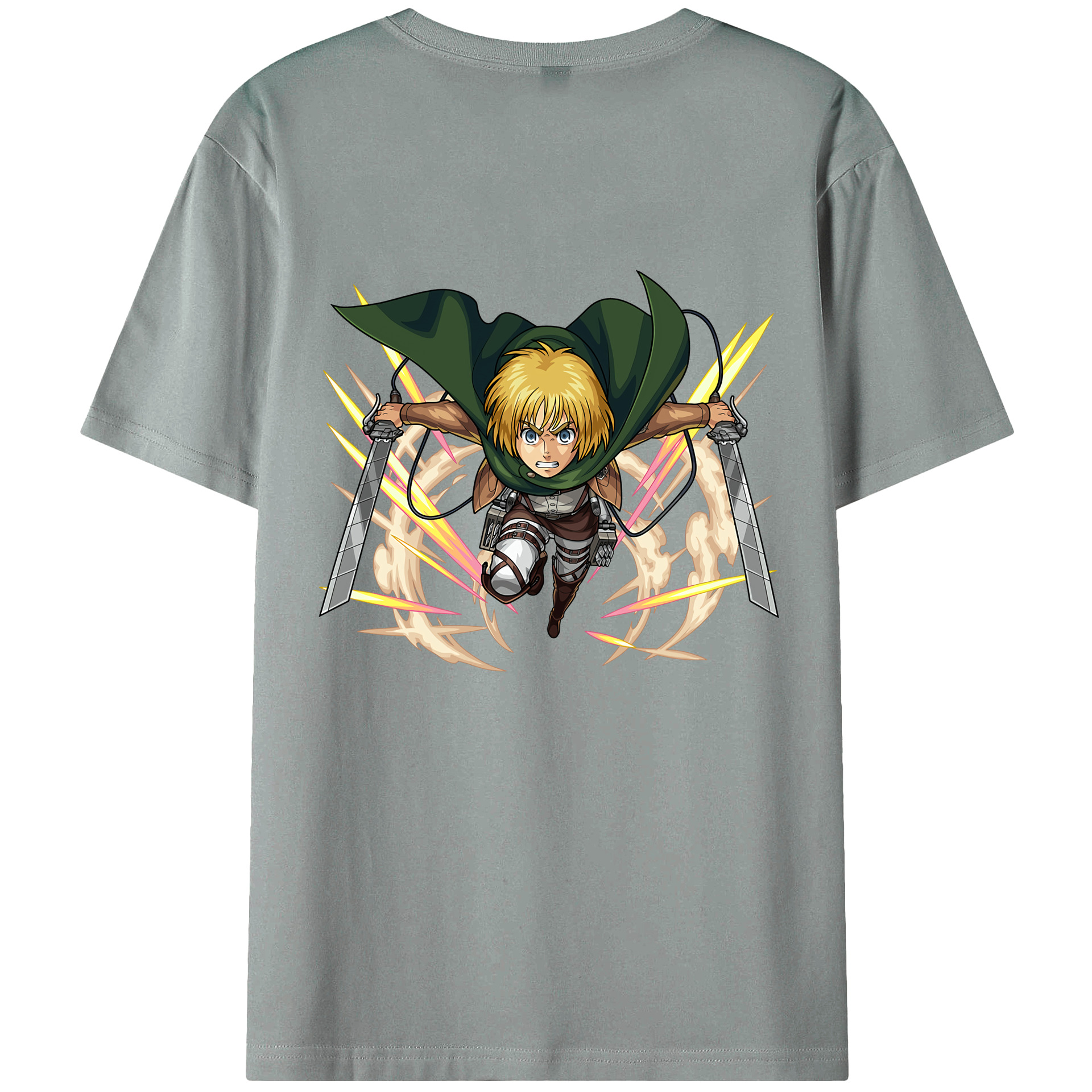 （画像用） 進撃の巨人 アルミン·アルレルト Attack on Titan Armin Arlert 綿100％ メンズ半袖Tシャツ（バックプリント） 通気性